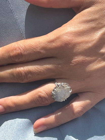 Sri Lankan Raw Moonstone & Silver Ring