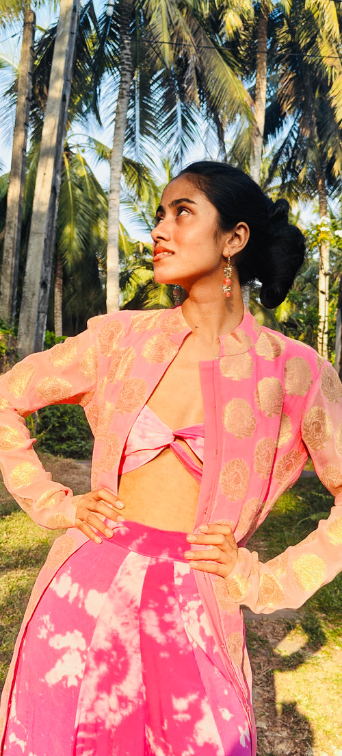 Vintage Gold Embossed Silk Sari Coat Dress - Made In Sri Lanka