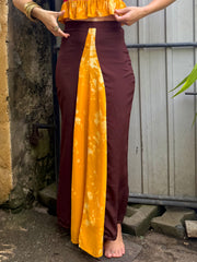 Sunset Muse Maxi Skirt
 - Upcycled Bamboo Silk Textile - Golden Retro Riviera Collection