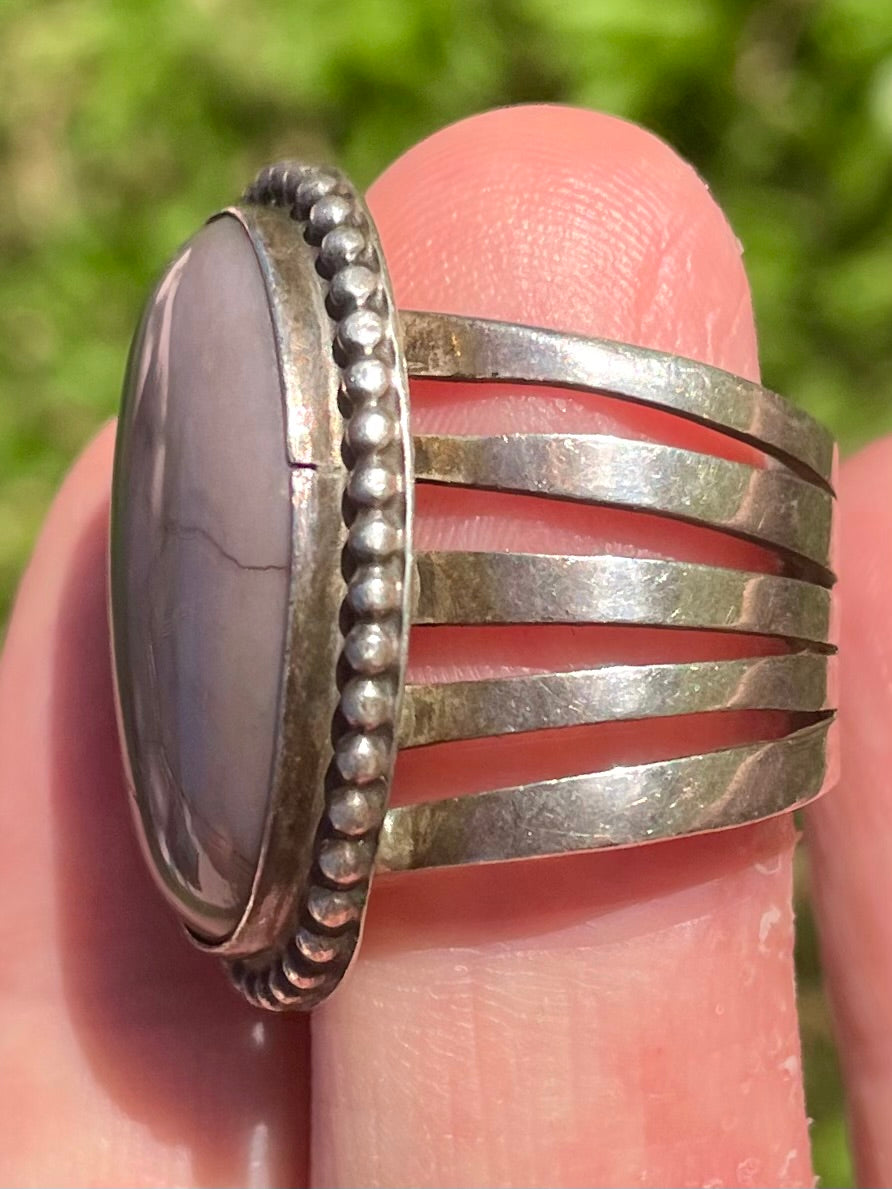 Vintage Silver And Agate Ring - New Mexico