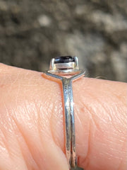 Sri Lankan Blue Spinel Silver Ring With Asymmetrical Heart Design - Made By Kalumali