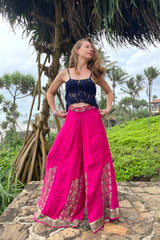 The Bobo Pant - Vintage Silk  Saree - Lanka Tropicana & Up-Cycled Collection
