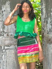 The Choli Skirt In Tie Dye & Hot Pink - Lanka Tropicana & Up-Cycled Collection