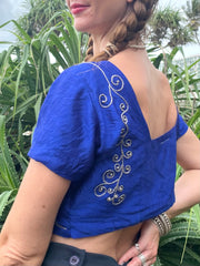 The Saila - Spiral Embroidered Saree Top - Up-Cycled Collection