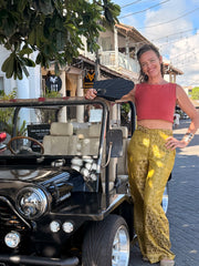 The Jackson Trouser - Upcycled Saree Textile - Golden Retro Riviera