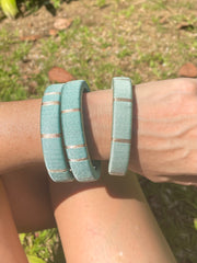Galle Fort Bangles In Glistening Teal - Set Of Three