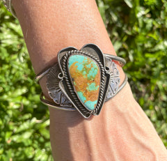 Vintage Native American Silver And Turquoise Cuff