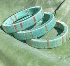 Galle Fort Bangles In Glistening Teal - Set Of Three