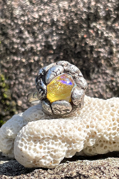 Lava Flower - Molten Silver & Glass Fusion - Wendy Leherissey Design