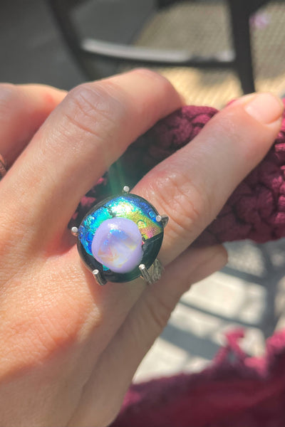The Galaxy - Glass Fusion & Silver Ring - Wendy Leherissey Design
