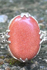 Vintage Afghan Goldstone & Sterling Silver Ring