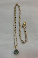Paonia Layering Tourmaline Beaded Necklace- 14k Gold Over .925 Silver