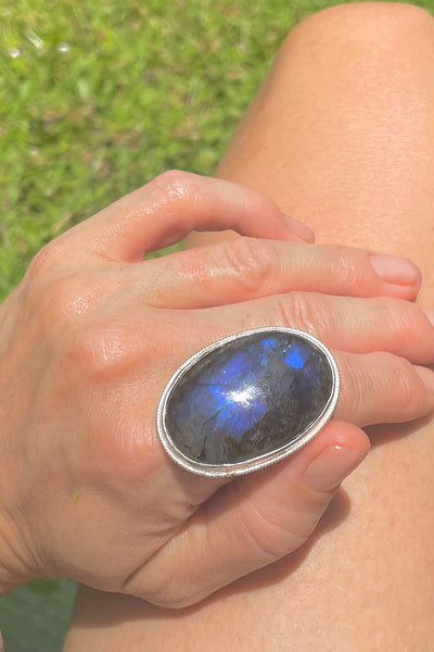 Sri Lankan Labradorite & Silver Ring - Made in Sri Lanka