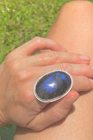 The Galaxy - A Wendy Leherissey Glass Fusion Silver Ring