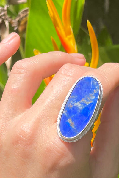 Sri Lankan Lapis & Silver Ring - Made In Sri Lanka