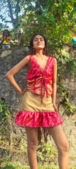 Circle Saree Mini Skirt - Paradise In The Village Collection - Upcycled Textiles