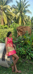 Circle Saree Mini Skirt - Paradise In The Village Collection - Upcycled Textiles