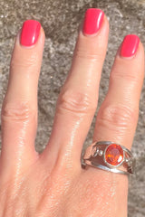 Vintage Afghan Hessonite Garnet & Silver Ring