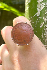 Vintage Coin Silver Ring - Authentic English Pence c. 2001 - Ring Made In Sri Lanka