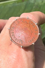 Vintage Coin Silver Ring - Authentic English Pence c. 2001 - Ring Made In Sri Lanka