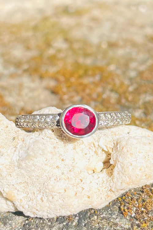 Sri Lankan Garnet & Silver Ring - Kalumali Design