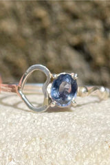 Sri Lankan Blue Spinel Silver Ring With Asymmetrical Heart Design - Made By Kalumali