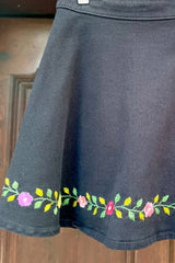 The Selene - Hand Embroidered Denim Skirt - Up-Cycled Collection