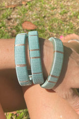 Galle Fort Bangles In Glistening Teal - Set Of Three
