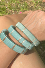 Galle Fort Bangles In Glistening Teal - Set Of Three