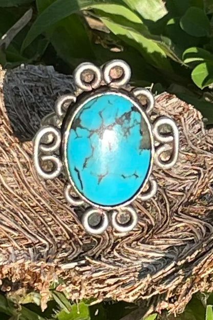 Vintage Native American Silver And Turquoise Pinky Ring