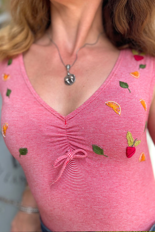 Vintage Bodysuit With Shakira Hand Embroidery - Up-Cycled Collection