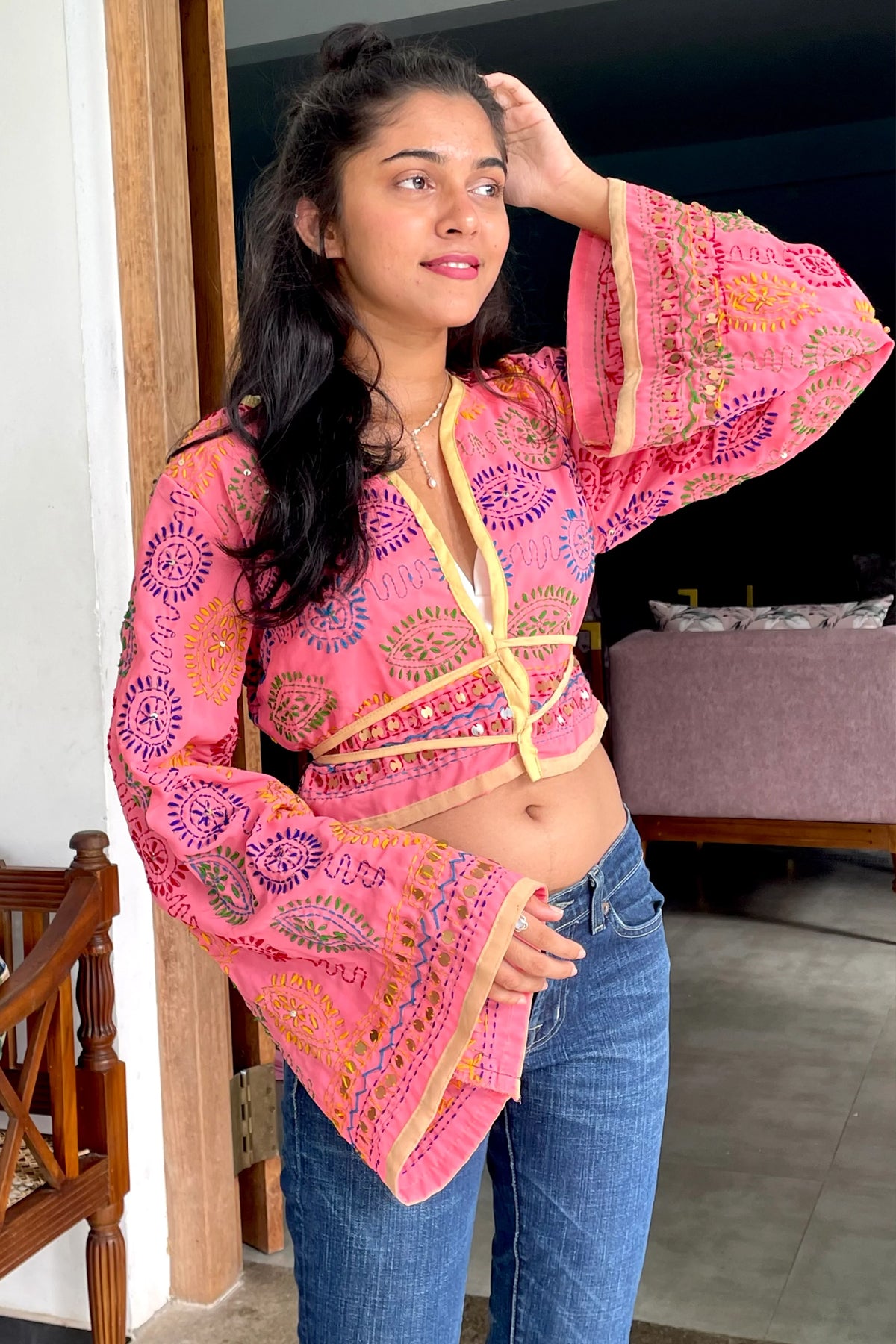 The Pooja Bolero - Iris Pink