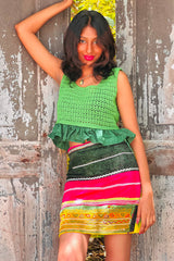 The Choli Skirt In Tie Dye & Hot Pink - Lanka Tropicana & Up-Cycled Collection