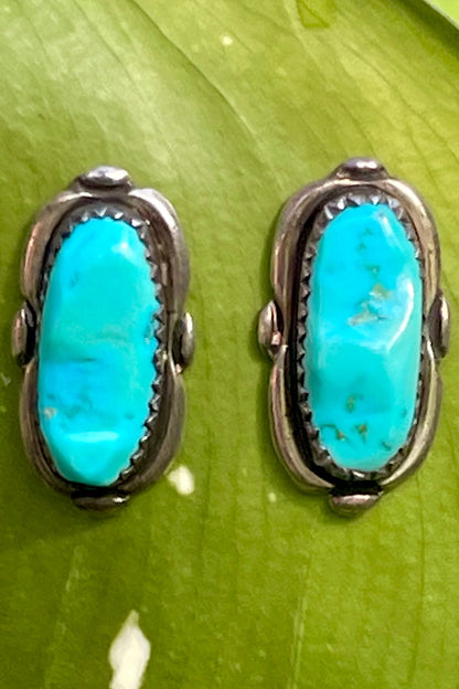 Vintage Native American Alvinia Zuni Turquoise Studs 1970s