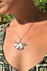 Vintage 1970’s Gold Brushed Silver Gingko Leaf Necklace