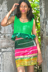 The Penelope Peplum Crochet Top - Medium - Lanka Tropicana Collection