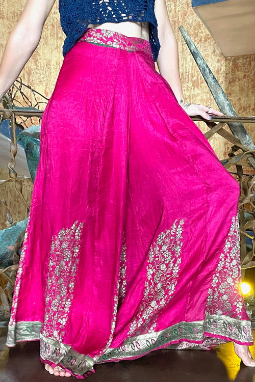 The Bobo Pant - Vintage Silk  Saree - Lanka Tropicana & Up-Cycled Collection