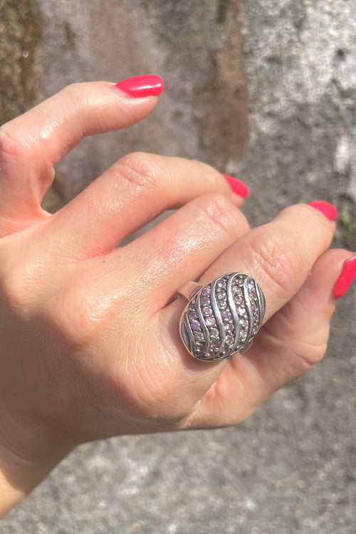 Vintage Multi-Crystal Pavé Ring Made In South Asia