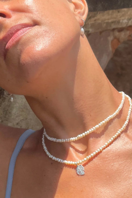 Pearl Necklace - 100% Genuine Pearls & .925 Silver