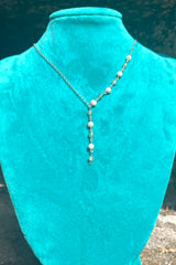 Pearl & Jade Silver Drop Necklace Made In Sri Lanka