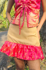 Circle Saree Mini Skirt - Paradise In The Village Collection - Upcycled Textiles