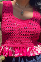 The Penelope Peplum Crochet Top - Small - Lanka Tropicana Collection