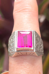Vintage Afghan Silver And Pink Crystal Ring