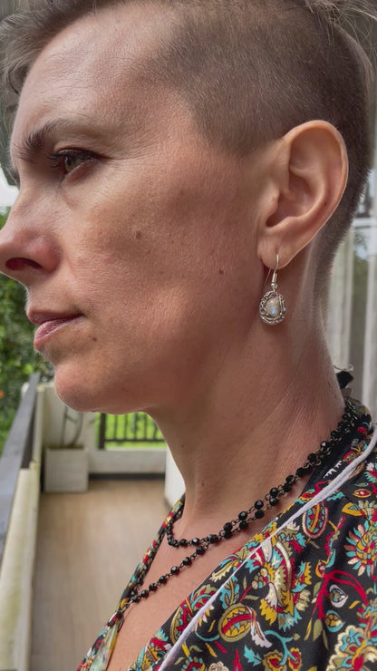 Wendy Molded Silver & Moonstone Earrings