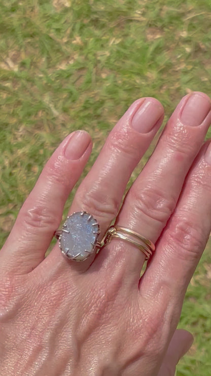 Sri Lankan Raw Moonstone & Silver Ring