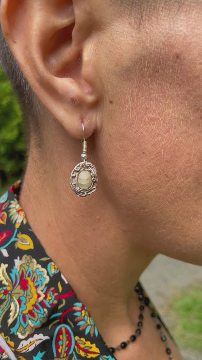 Wendy Molded Silver & Moonstone Earrings