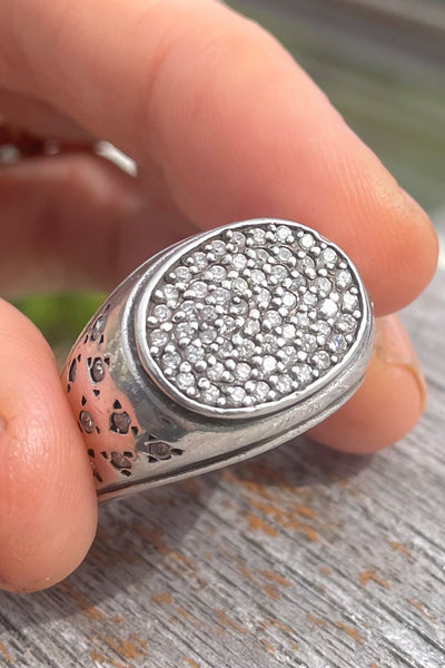 Vintage Afghan Silver & Crystal Ring