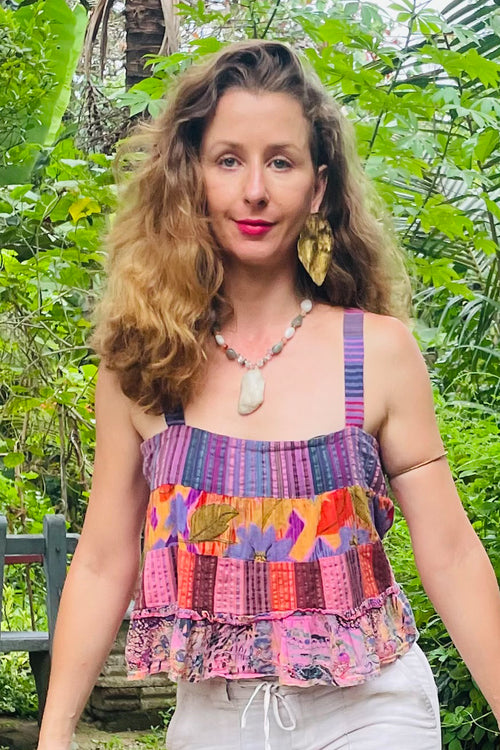 Baby Doll Thai Top - Upcycled - Paradise In The Village Collection