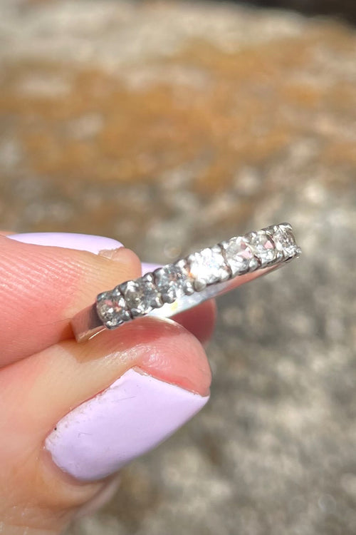 Sri Lankan White Sapphires On Silver Semi-Infinity Ring - Made In Sri Lanka