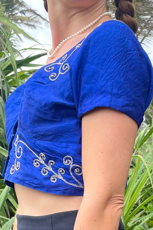 The Saila - Spiral Embroidered Saree Top - Up-Cycled Collection